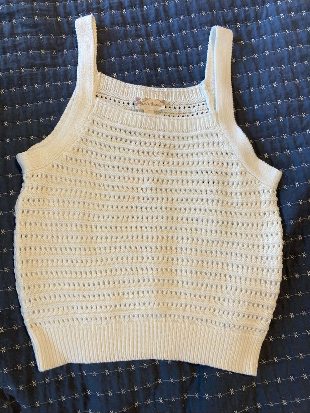 Hem & Thread White Crochet Knit Tank Top